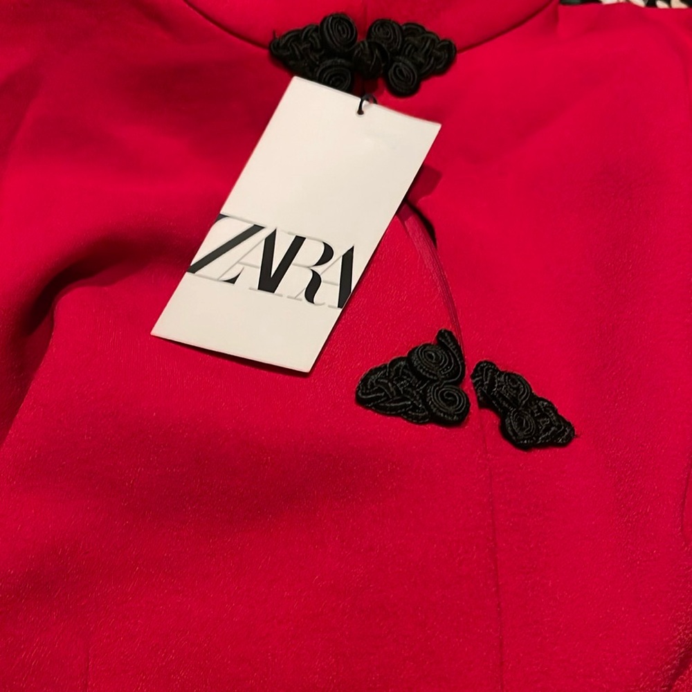 Zara Red Chinese Dress Embroidered Midi Brand New Size S Chinese New Year - Picture 4 of 5
